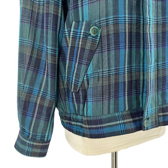 Vintage London Fog Womens Large Jacket Plaid Zipper Blue Green Purple Preppy - Picture 3 of 7